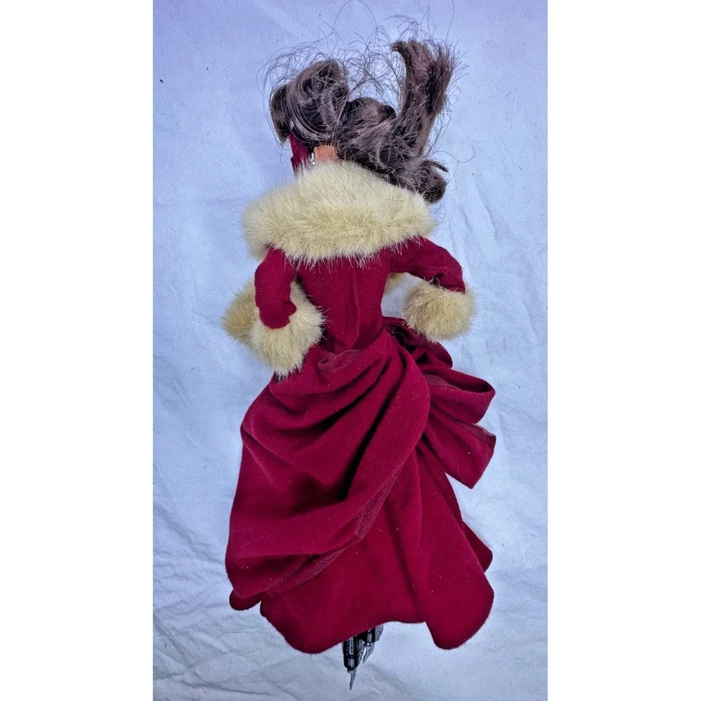 Barbie 1994 Victorian Elegance Doll Maroon Ice Skating Dress Faux Fur